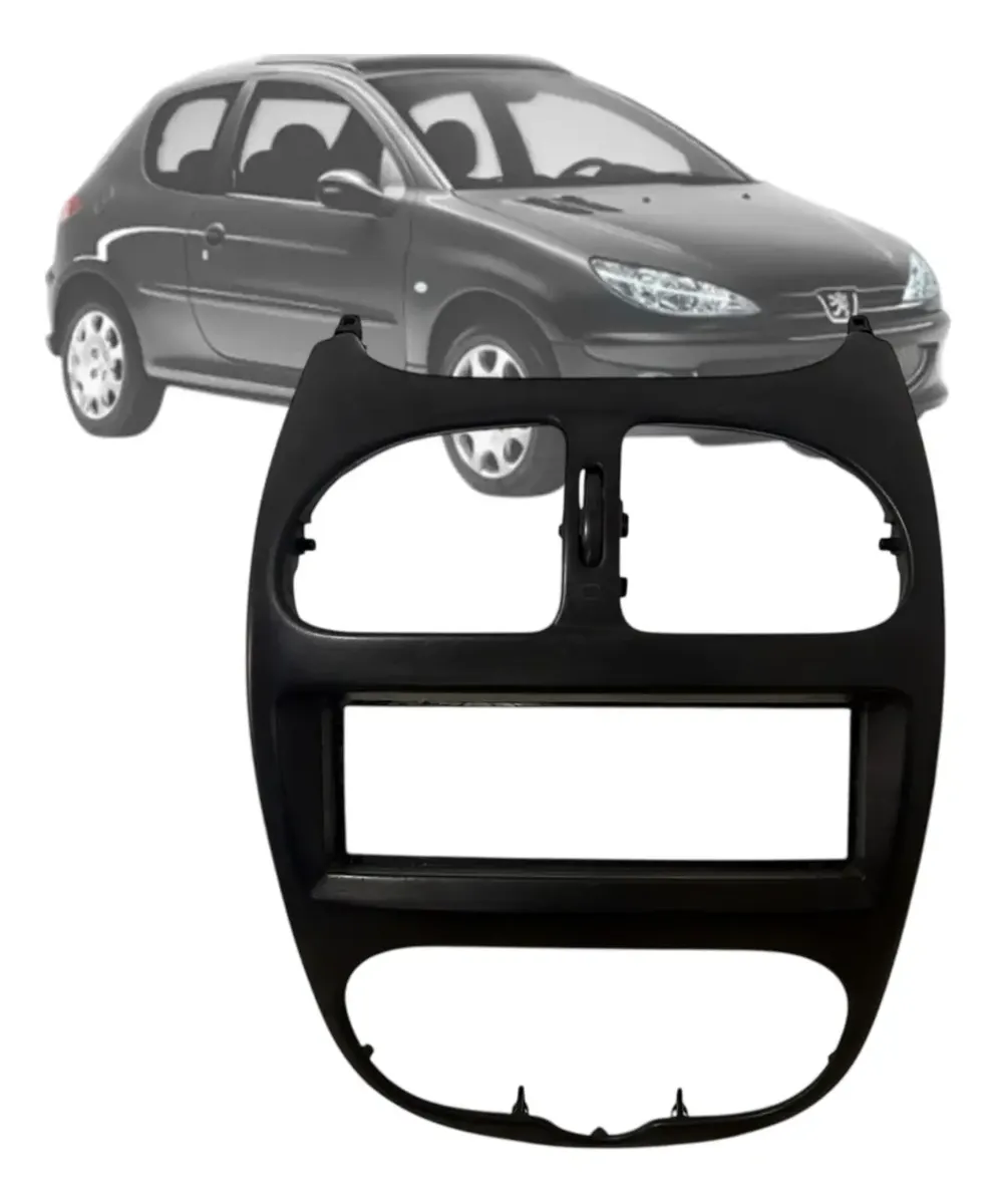 Moldura Central Painel Rádio Peugeot 206 2002 2003 Preto